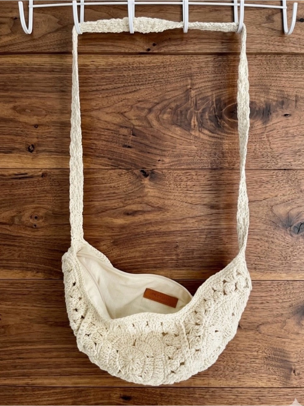 Street Level Cream Crochet Hobo Bag-Like new